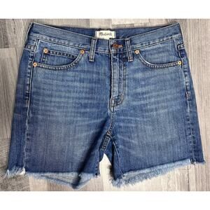 Madewell Denim Cut Off Shorts Womens 27 Blue High Rise Raw Hem Casual Summer